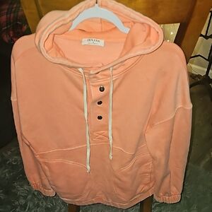 Zenana womens bright Orange snap front hoodie. Sz Small